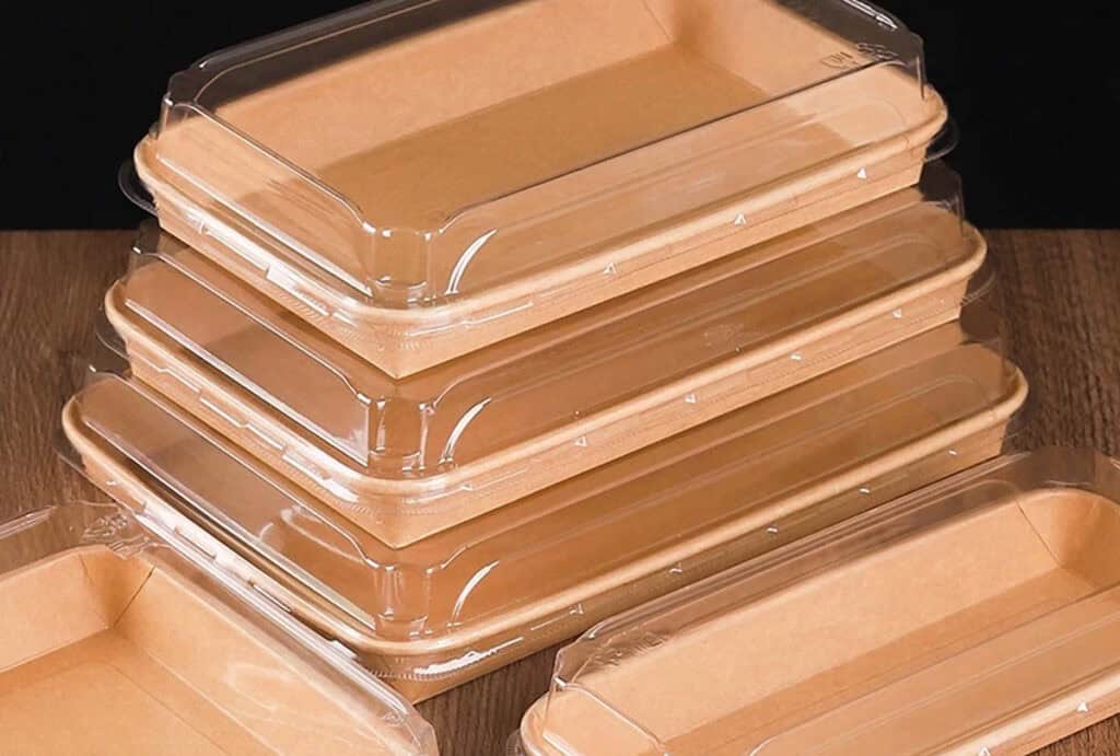 Clear-lidded paper containers