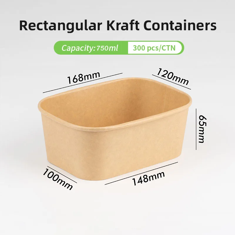 750ml rectangular compostable bowls
