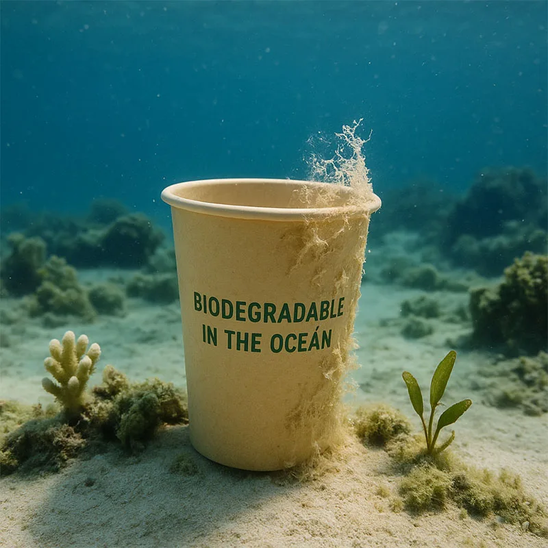 Marine compostable paper cups