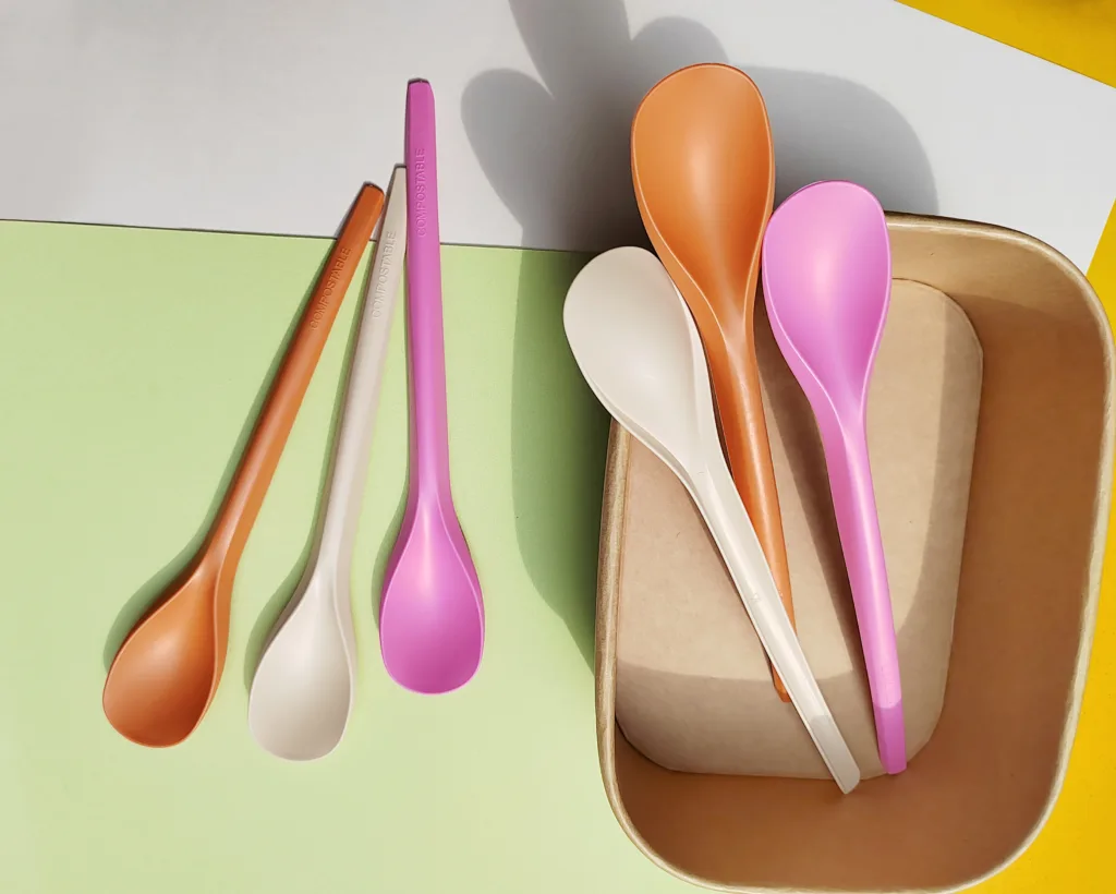 Tiptopak high-heat resistant compostable CPLA spoon for hot soups