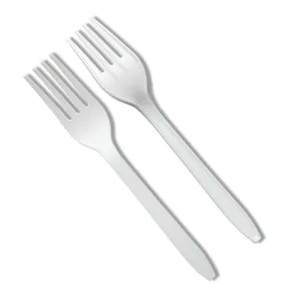Tiptopak high-strength compostable CPLA fork piercing hot food